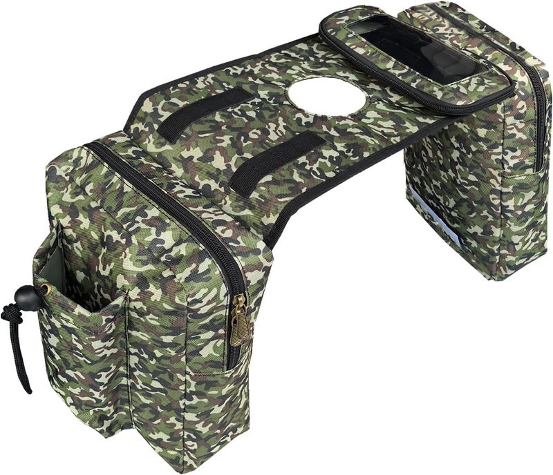 Vanlison ATV Tank Bag Saddle Bag Waterproof Motorcycle Bag Compatible with Snowmobile Sportsman Scrambler FourTrax Grizzly UTV Hanging Storage Bag Camo Green - Image 2